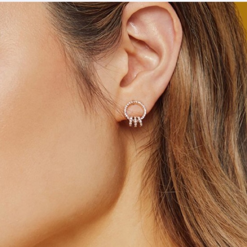 Saint Lola Pave Washer Gold Stud Earrings